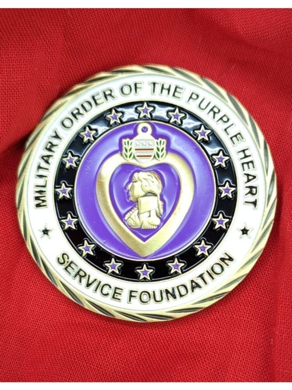 Military Order Of The Purple Heart Challenge Coin Double-Sided Gold Purple Black